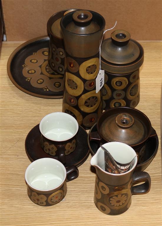 A Denby Arabesque pattern stoneware breakfast set, etc.